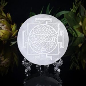 Selenite Sri Yantra Charging Plate