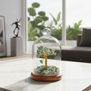 Glass Cloche Gemstone Tree Green