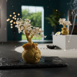 Golden Money Bag Crystal Tree